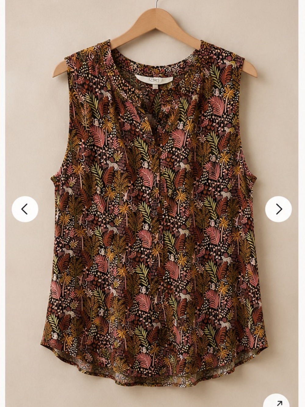 LOFT Floral Print Sleeveless V-Neck Tank - Brown & Pink